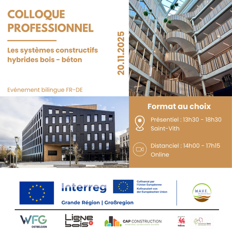 Ill. Invitation au colloque professionnel : Les systèmes constructifs hybrides bois-béton