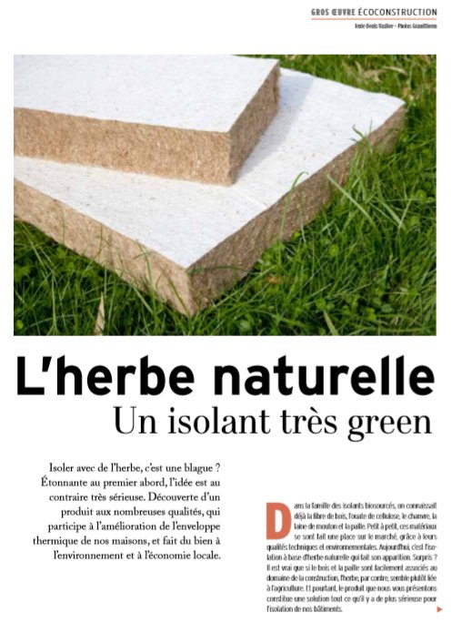 L'article du mois: L'herbe naturelle, un isolant très green