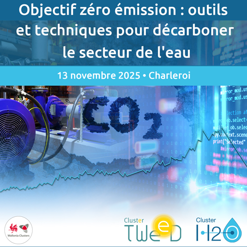 Affiche Objectif zéro émission : outils et techniques pour décarboner le secteur de l'eau • 13 novembre 2025
